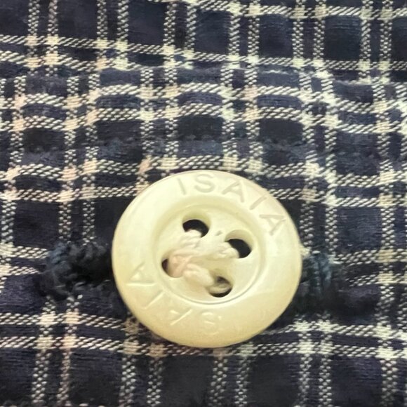 Isaia Napoli Navy Seersucker Dress Shirt | Sz 16.5 (Tailored to 16) - Picture 4 of 4